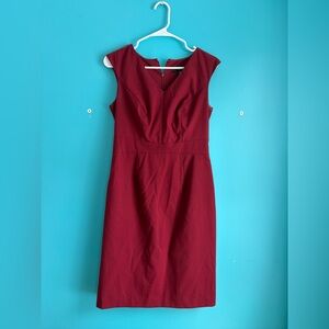 Cap-Sleeve V-Neck Midi Dress in Deep Wine